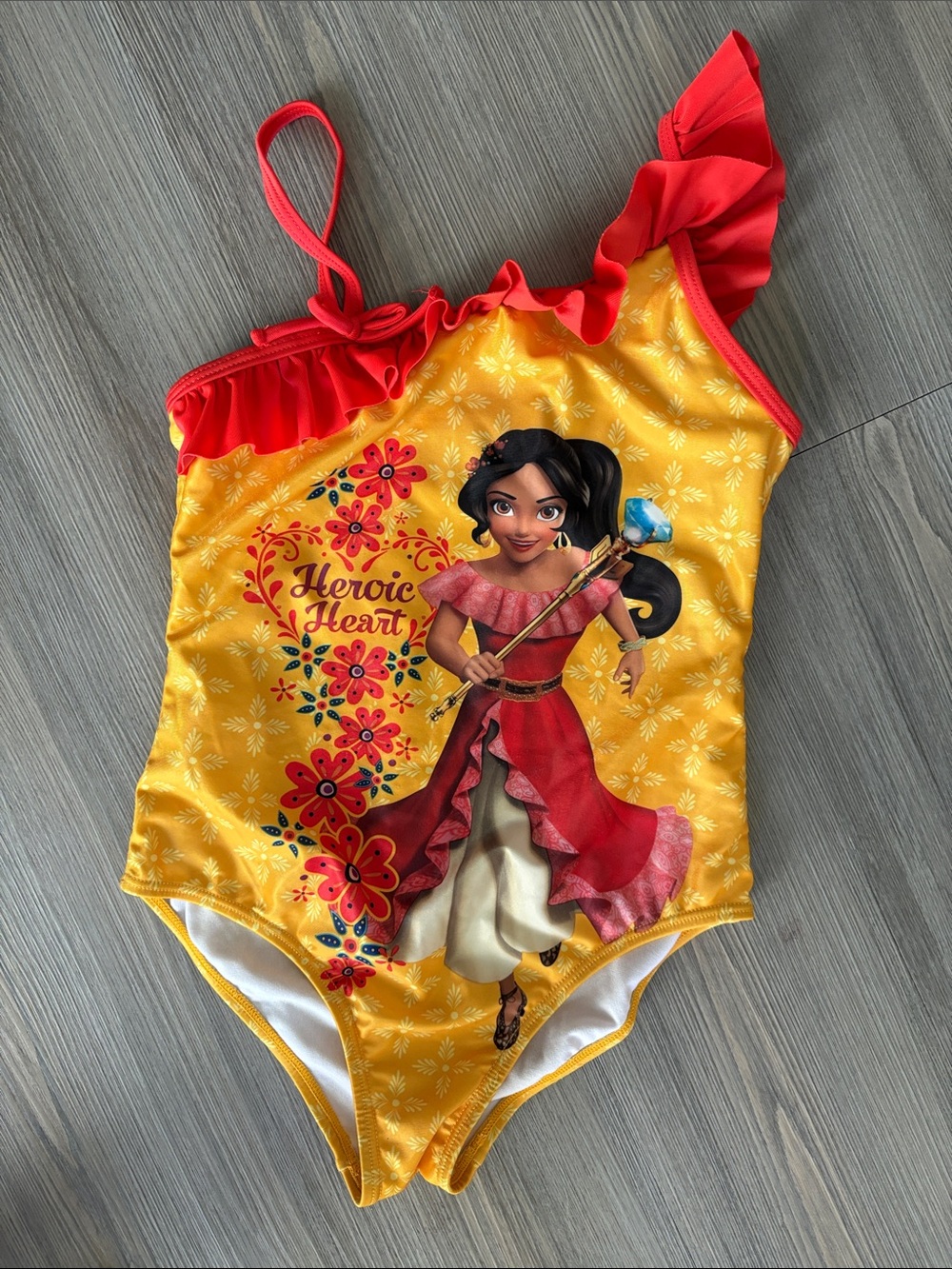 Disney Elena of Avalor Yellow and Red Ruffle One-Piece Swimsuit